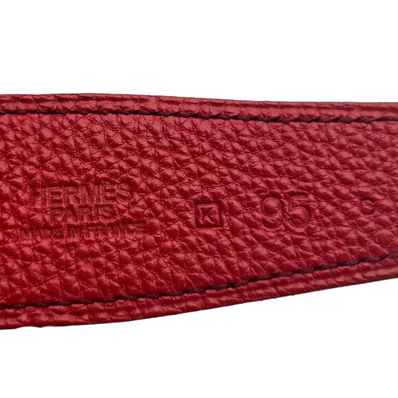 HERMES Leather Belt Black and Red Unisex - Picture 8 of 10